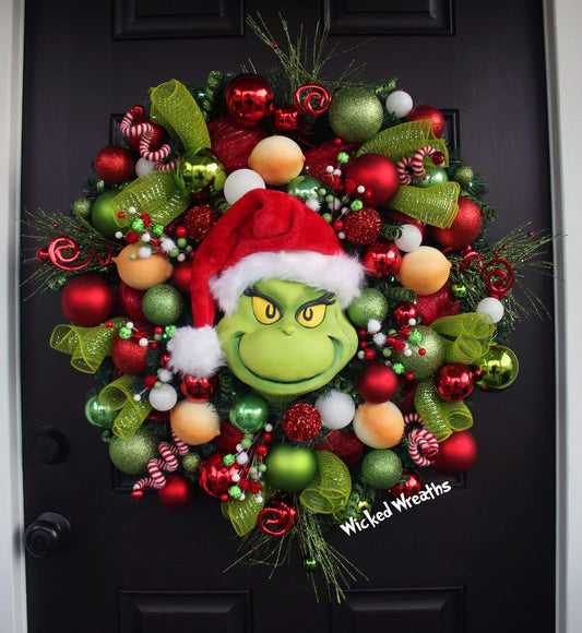 Grinch wreath and garland